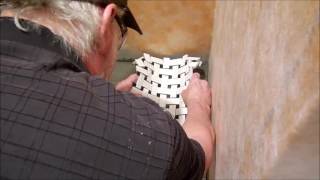 Installing Mosaic Tile in the Stand Up Shower Part 2 [upl. by Kurt]