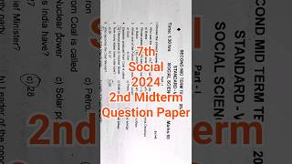 7th Social 2nd Mid term 2024 Question Paper  DistKanchipuram amp Thiruvallur  Class 7 Social 7th [upl. by Vanthe208]