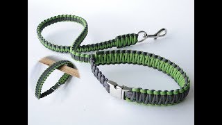 How to Make a Paracord Dog LeashRelease HandleBuckle VersionCobra Weave [upl. by Aokek]