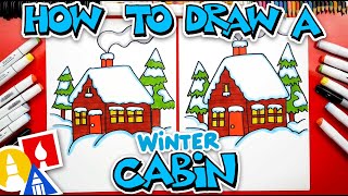 How To Draw A Winter Cabin [upl. by Tirrell]