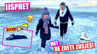 IJSPRET met DE ZOETE ZUSJES Schaatsen en Vallen Op Natuur ijs ♥DeZoeteZusjes♥ [upl. by Loella]