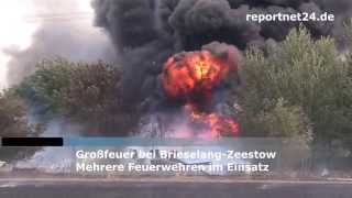 Großbrand in BrieselangZeestow  Feuerinferno im Havelland [upl. by Nerrawed]