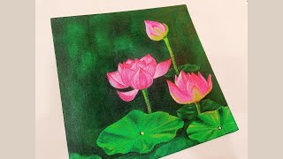 how to paint Lotus painting  Flower Acrylic Painting For Beginners Easy flower painting flowers🎨 [upl. by Tecil]