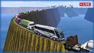 Live Surviving the Most Dangerous Cliffside Road in ETS2 🚚💀 [upl. by Rifkin]