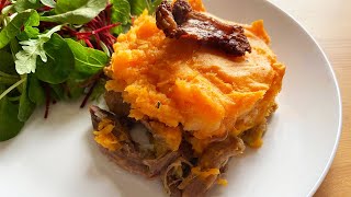 Hachis parmentier de canard à la patate douce et à la pomme de terre [upl. by Ahsenak]