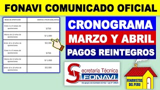 FONAVI DEVOLUCIÓN LO ÚLTIMO PAGOS REINTEGROS CRONOGRAMA MARZO Y ABRIL ENTÉRATE COMO SE DARÁN [upl. by Merrili]