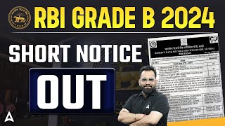 RBI GRADE B 2024 SHORT NOTIFICATION OUT  RBI GRADE B NOTIFICATION UPDATE  FULL DETAILS [upl. by Ynad]