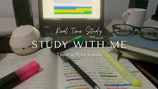 Real time 1 hour study with me  no music no breaks  background noise [upl. by Nalek360]