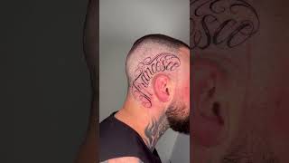 FRANCESCO  Lettering tattoo on head letteringart calligraphy calligraphytattoo [upl. by Eiramnerual]