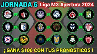 PRONÓSTICOS Liga MX APERTURA 2024 Jornada 6 [upl. by Gambrell]