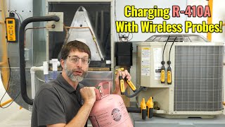 Charging R410A Refrigerant Into An Air Conditioner Using Wireless Probes [upl. by Lot]