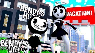 Minecraft BENDYS LIFE  BENDY AND ALICE ANGEL OPEN A HOTEL [upl. by Antonie177]