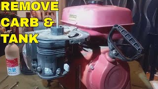 How To Remove Carburetor amp Fuel Tank From Honda Snowblower [upl. by Chari]