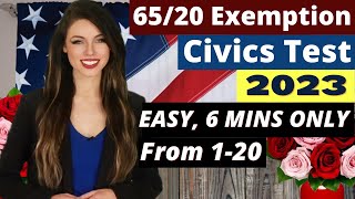 2023 Official 6520 Exemption 20 Civics Test Questions US Citizenship USCIS 65 20 Naturalization [upl. by Lseil673]