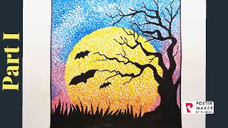 SILHOUETTE PAINTING  WATER COLOUR  POINTILLISM ART  DOT PAINTING PART I [upl. by Eidderf]