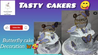 Butterfly cake Decoration 🥰🦋tastycakerstastycakers chefaroobaansari cake cakedesign viral [upl. by Ecile]