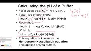 pH of a Buffer Lecture  Henderson Hasselbalch Equation [upl. by Aryan682]