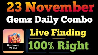 23 Nov Gemz Combo Card  Gemz Daily Combo Today  Gemz Combo Today [upl. by Colbye]