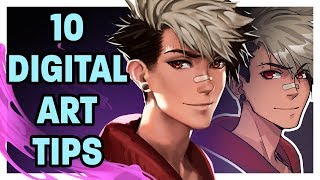 【10 Digital Art Tips】 For Beginners [upl. by Elwira]