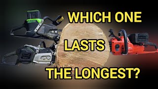 Endurance test How long can 2024 most powerful battery chainsaws last Milwaukee Ego amp Greenworks [upl. by Bein]