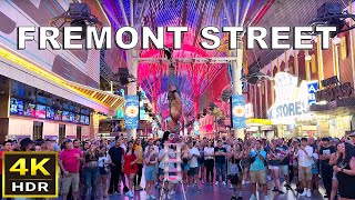 4K HDR Fremont Street Las Vegas Walking Tour  August 2024  Las Vegas Nevada [upl. by Lednyc515]