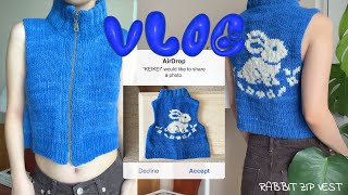 Knitting Vlog 1 Rabbit Zip Vest  When Life Gives you Lemons Make Lemonade 🍋 KOREN [upl. by Pauli]