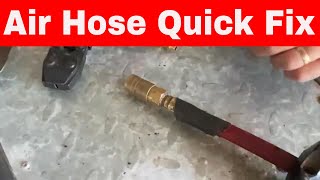 Repairing a leaking air hose quick and easy with pex clamps [upl. by Rybma]