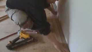 Hardwood Floor Installation Instructions How to Start Nail Down Installation [upl. by Ynabla]