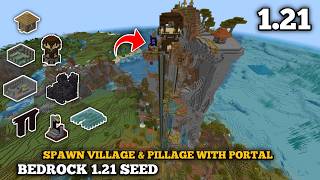 Bedrock Seed Minecraft 121 Seed  Spawn Village amp Pillage with Portal amp Other Spawn  121 Seeds [upl. by Alake]