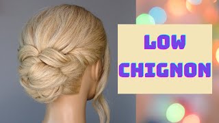 Low chignon hair tutorial  easy hairstyles [upl. by Kano728]