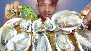 ASMR EATING RAW GIANT OYSTERS  MUKBANG RAW SEAFOOD [upl. by Merrel]