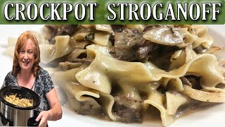 CROCKPOT CREAMY BEEF STROGANOFF RECIPE USING A ROAST [upl. by Eerized]