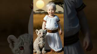 Сute ai baby and a leopard cub AI animation baby leopard cutebaby [upl. by Sunshine]