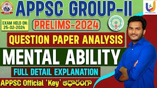 MENTAL ABILITY PAPER EXPLANATION APPSC GROUP 2 PRELIMS 2024  UPTTAKE JOBS [upl. by Farland]