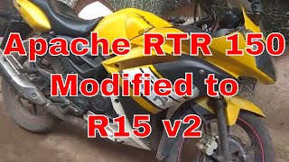 Apache rtr 150 Modified into Yamaha R15 V2  MotoCube [upl. by Jolanta]