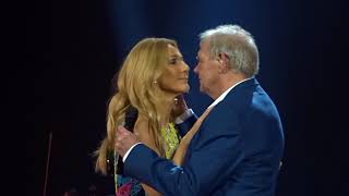 Celine Dion kissing fangirling on John Farnham Melbourne 8818 [upl. by Ittak]