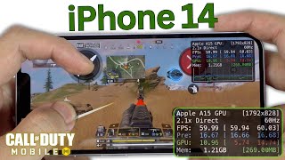 iPhone 14 Call of Duty Mobile Gaming review CODM  FPS amp Battery Drain test [upl. by Romie475]