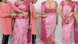 Easy saree pleats making tutorial  drape your saree in easy amp simple steps  saree draping style [upl. by Leilamag39]