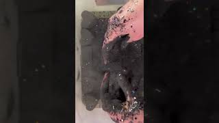 Black gym chalk reforms crush oddlysatisfying asmr gymchalkasmr [upl. by Ahsilaf]