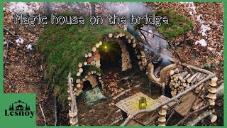 House on a fallen tree Built alone Start to finish [upl. by Sylvan]