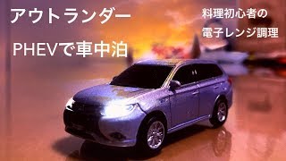 アウトランダーPHEVで車中泊 料理初心者の電子レンジ調理 [upl. by Amice512]