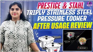 Difference Between Prestige amp Stahl Triply Stainless Steel Pressure Cookers amp After Usage Review [upl. by Alilak]