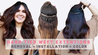 Invisible Bead Hair Extensions BEST TIPS TO REMOVE INSTALL amp COLOR HAND TIED WEFT EXTENSIONS [upl. by Chlo]