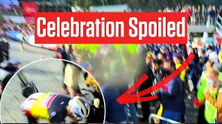 Remco Evenepoel Crash Spoils Vuelta a España 2023 Stage Victory Celebration [upl. by Tremaine751]