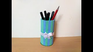 DIY How to make pen stand pencil holder  desk organizer from paper [upl. by Thor394]