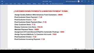 27 Customer Down Payments and Payment Terms in Sap Fico  OBXRF29F22F39F32OBB8OBXIFD02 [upl. by Bedelia65]