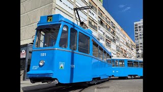 ZET Zagreb museum trams TMK 101 and M24 ride and tram drivers view 4K [upl. by Lihcox977]