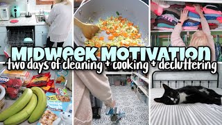 MIDWEEK MOTIVATION  TWO DAYS OF CLEANING AND COOKING  DECLUTTERING AND SMALL GROCERY HAUL [upl. by Hyacinthia27]