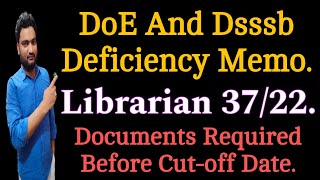 DoE amp Dsssb Deficiency Memo Librarian 3722 Shikshak Guide Zakir Abbas [upl. by Lisetta]