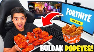 Kid Eats BULDAK POPEYES CHICKEN for every Kill in FORTNITE [upl. by Elleined]